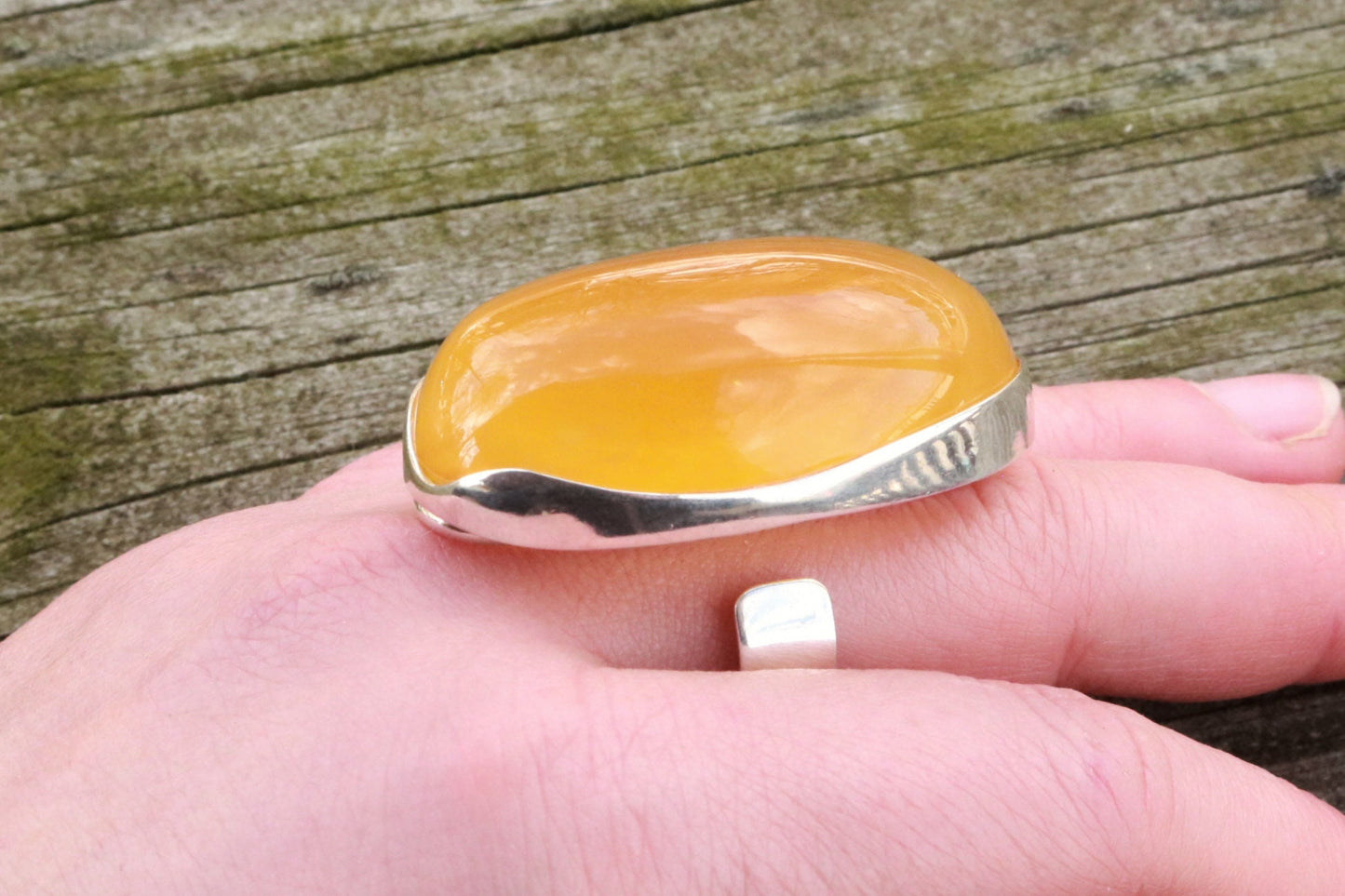 Baltic Amber Butterscotch Ring Large Adjustable Oval Cloudy Natural Untreated 925 Silver 23.5 gram