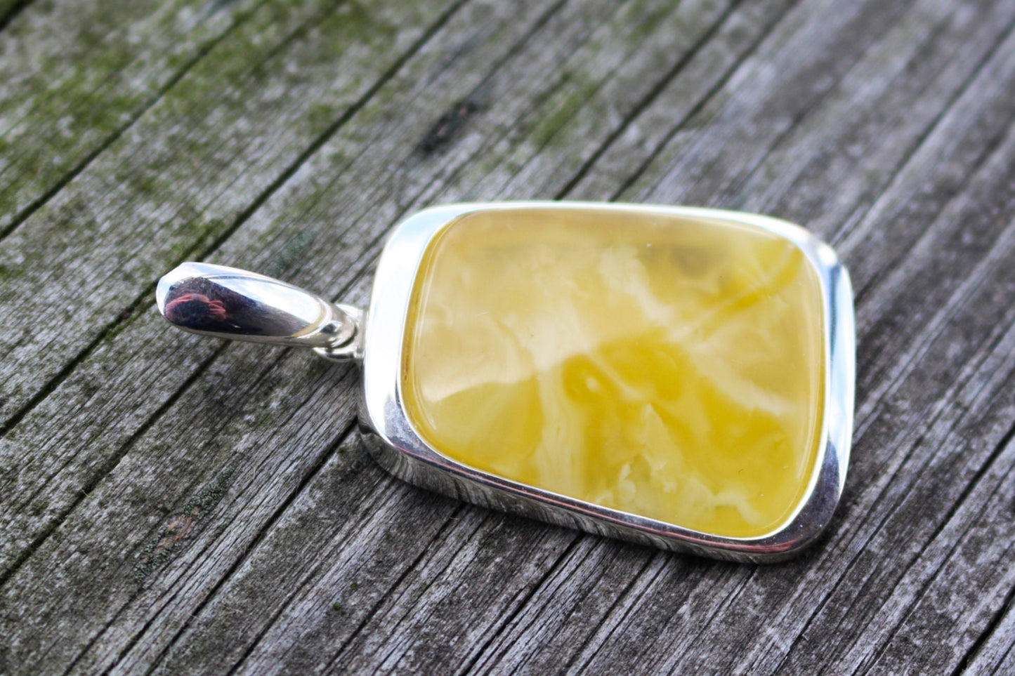 Baltic Amber Pendant Butterscotch Natural Untreated Unisex Jewelry 2.2" 14 gram 925 Silver