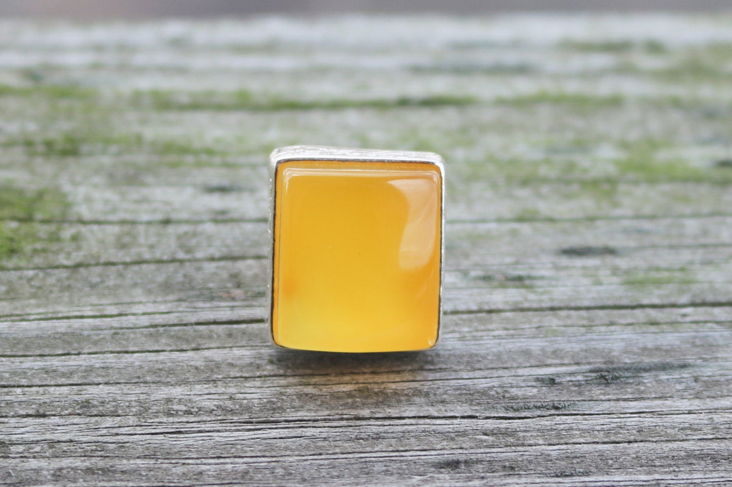 Baltic Amber Ring Butterscotch Square Natural Untreated Jewelry 925 Silver 12.5 gram