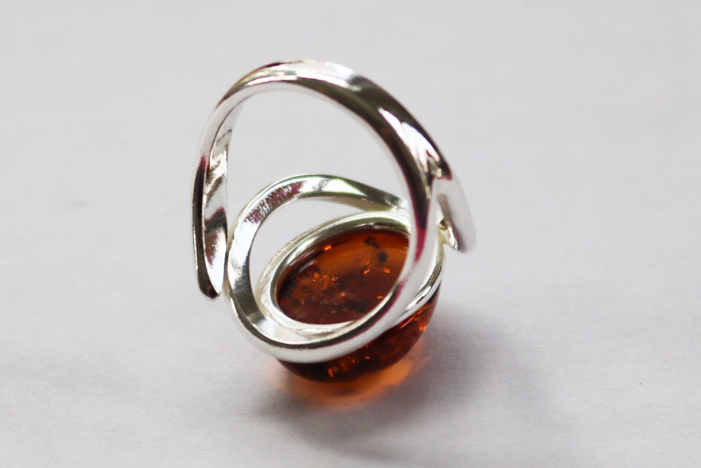 Baltic Amber Ring Cognac Oval Adjustable Natural Unisex Jewelry 6.1 gram