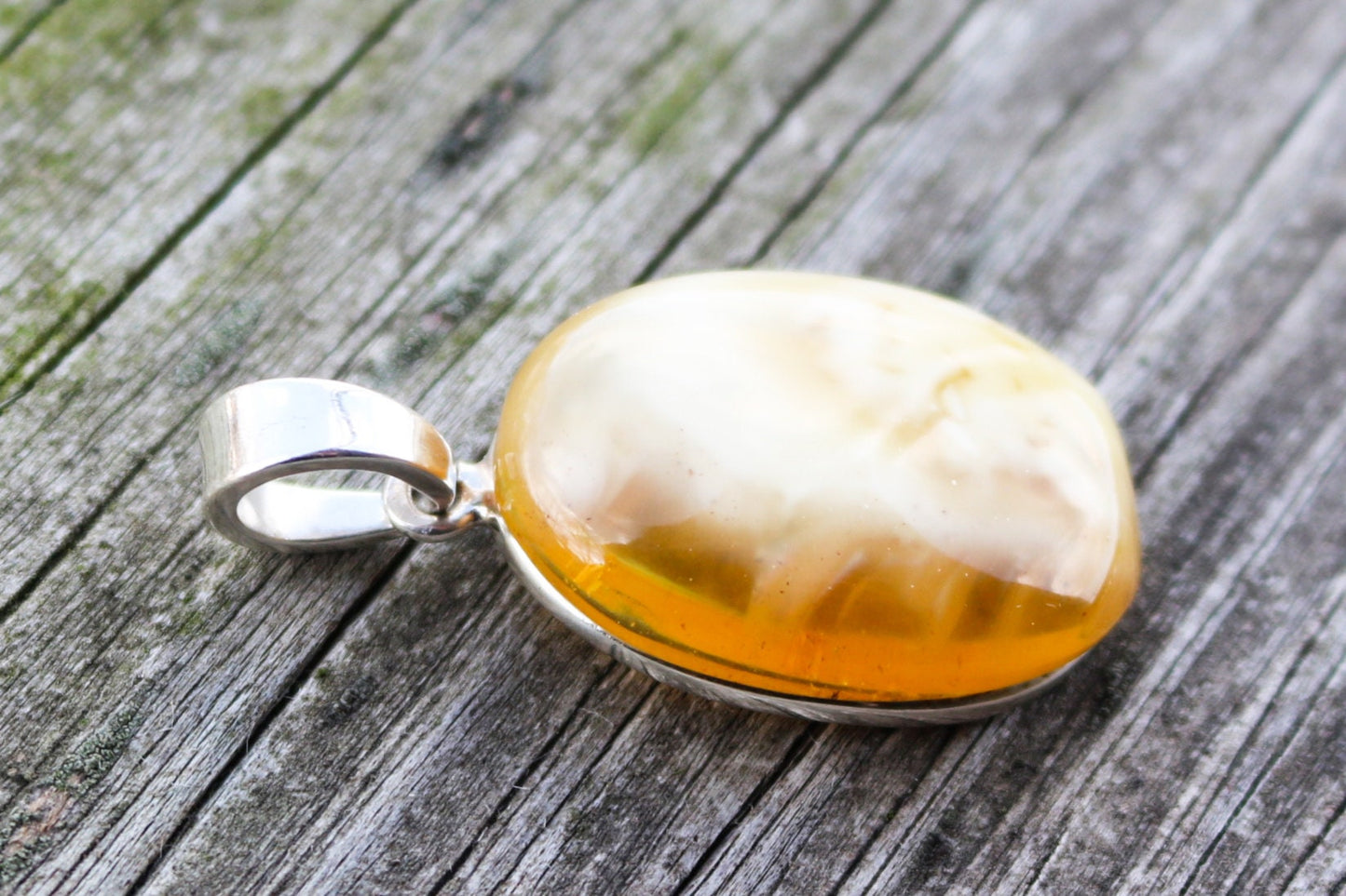 Baltic Amber Pendant Butterscotch Oval Jewelry Natural Untreated Unisex 1.72" 9 gram 925 Silver