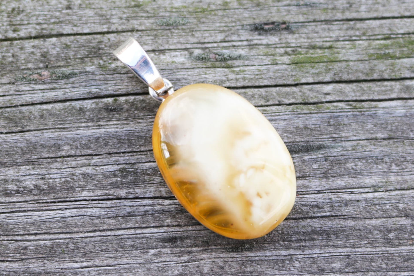 Baltic Amber Pendant Butterscotch Oval Jewelry Natural Untreated Unisex 1.72" 9 gram 925 Silver