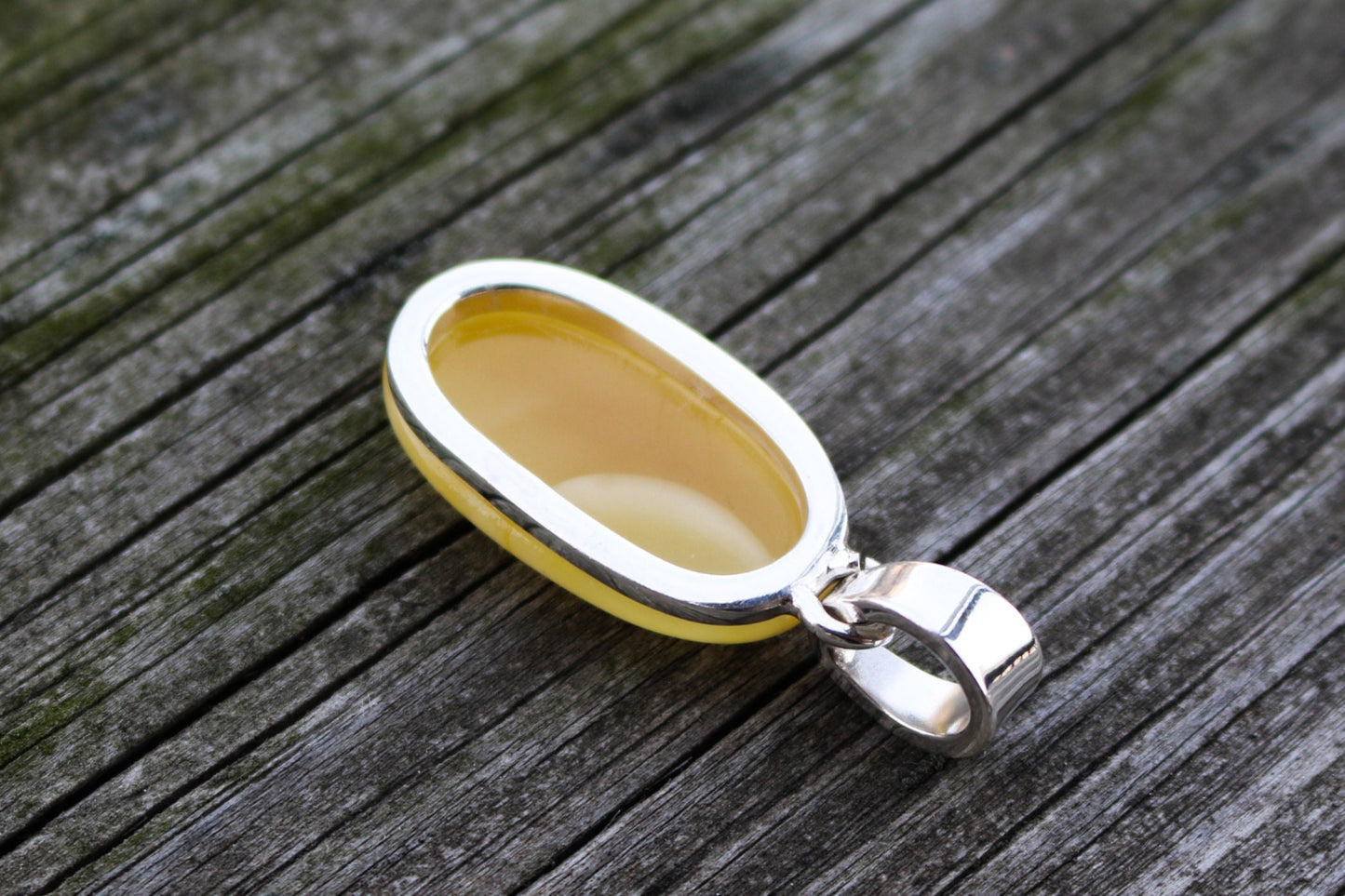 Baltic Amber Butterscotch Pendant Oval Unisex Jewelry 1.8" 8.9 gram 925 Silver