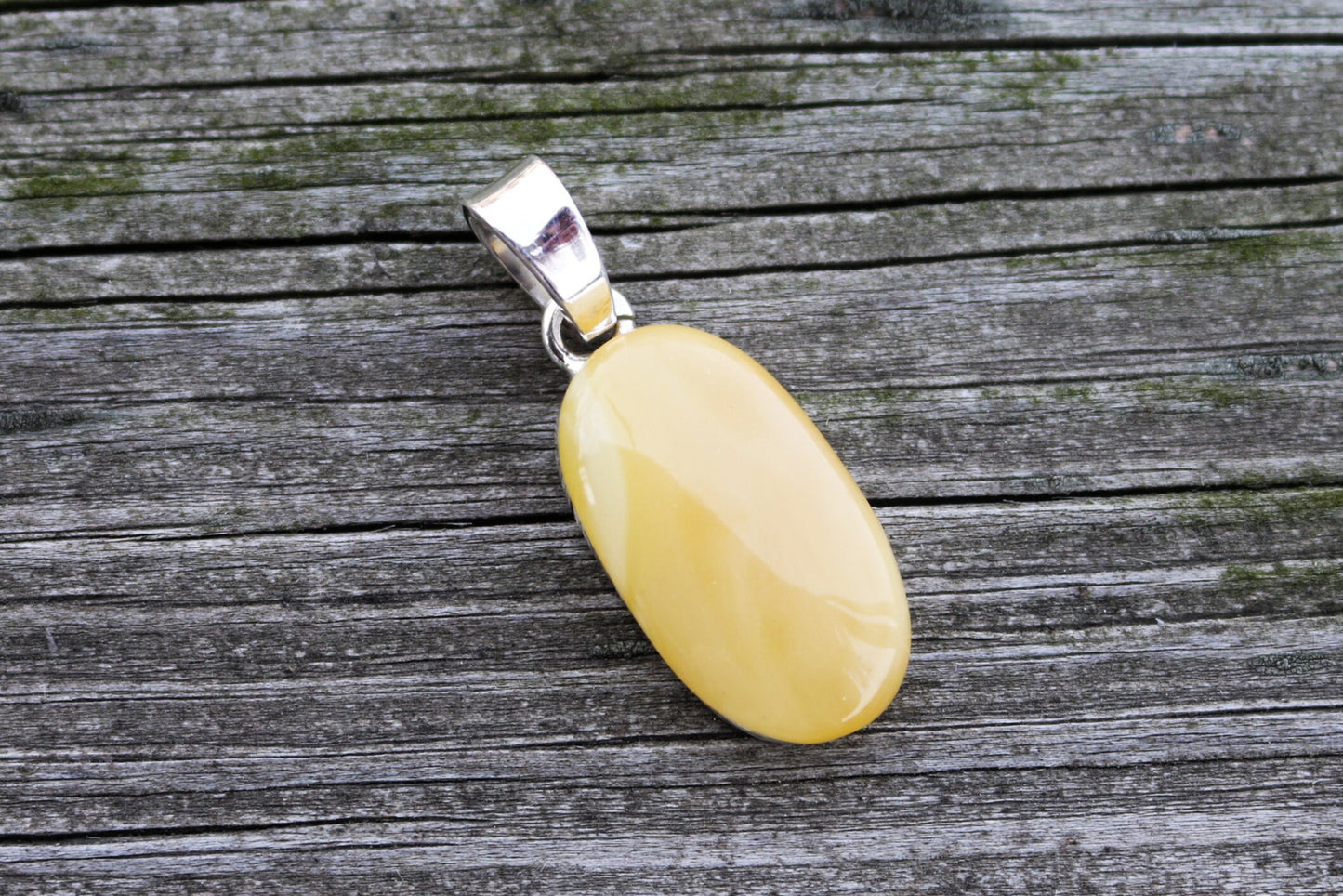 Baltic Amber Butterscotch Pendant Oval Unisex Jewelry 1.8" 8.9 gram 925 Silver