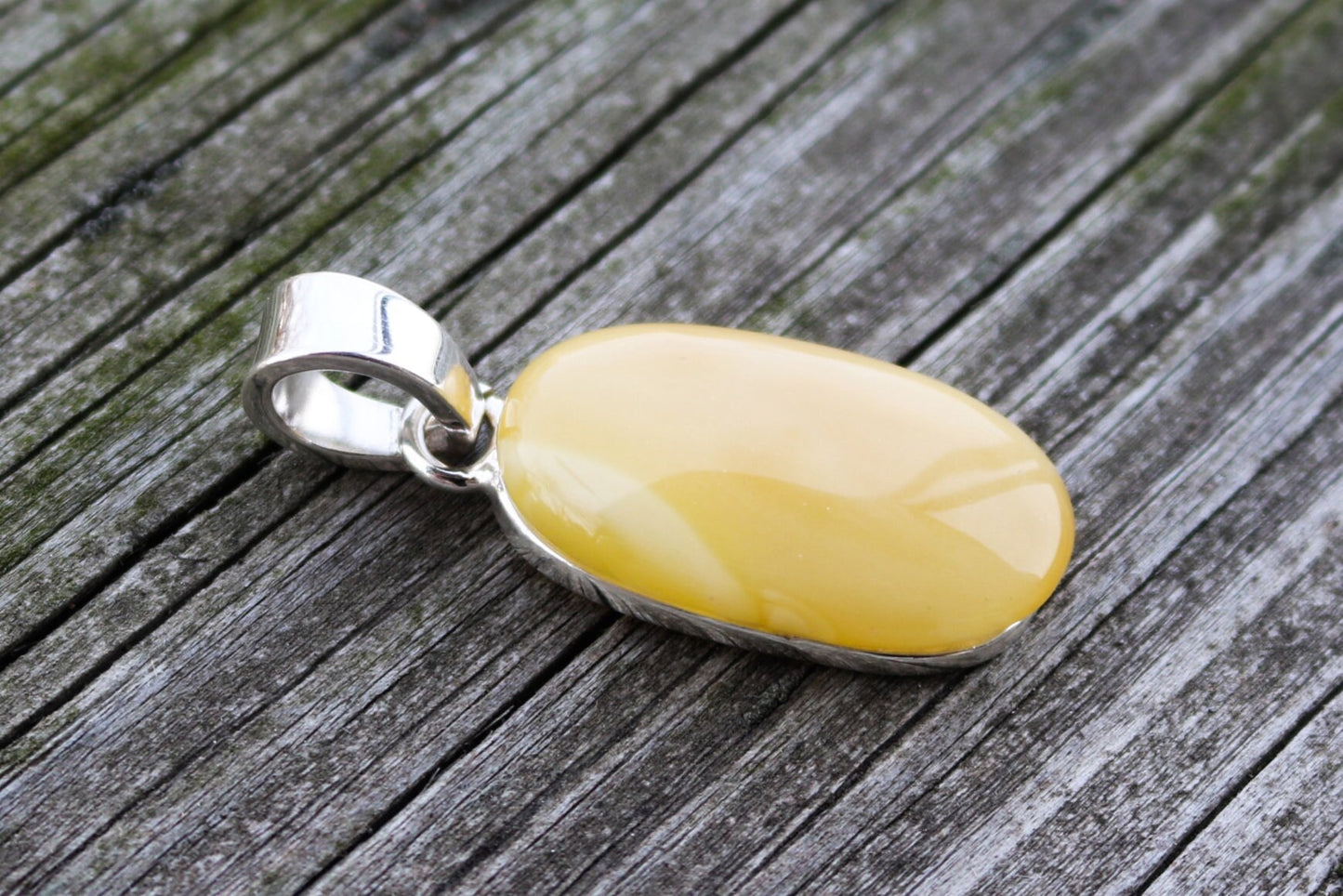 Baltic Amber Butterscotch Pendant Oval Unisex Jewelry 1.8" 8.9 gram 925 Silver