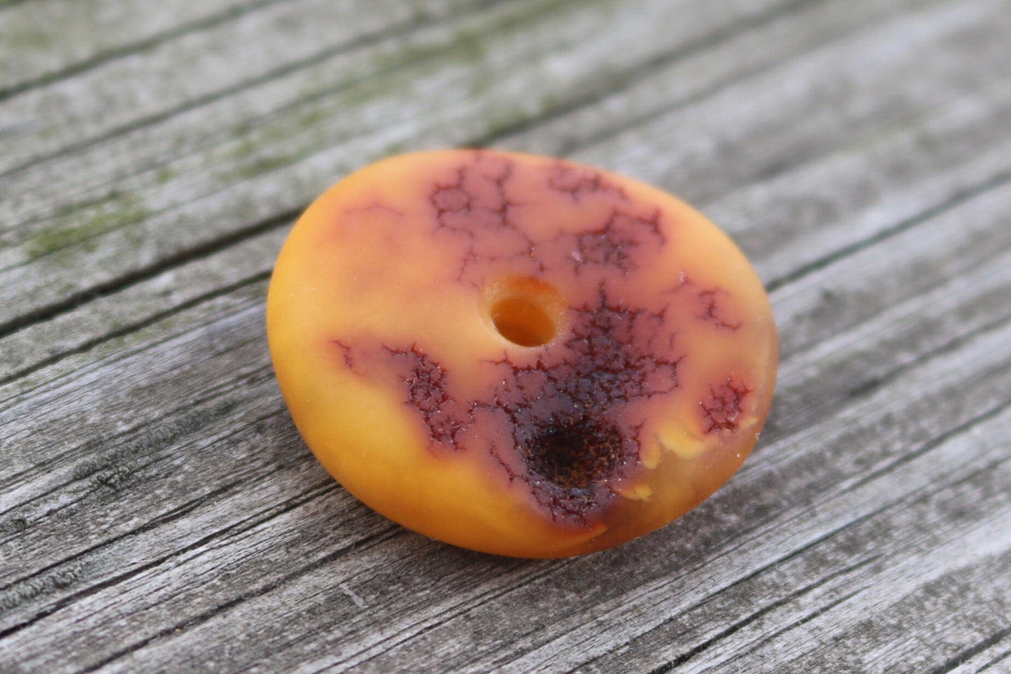 Baltic Amber Donut Pendant Raw Butterscotch Hand Carved Unisex 1.2" 5 gram