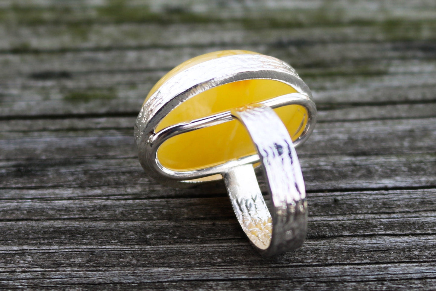 Baltic Amber Ring Butterscotch Adjustable Natural Untreated Yellow Jewelry 925 Silver 12.3 gram 925 Silver