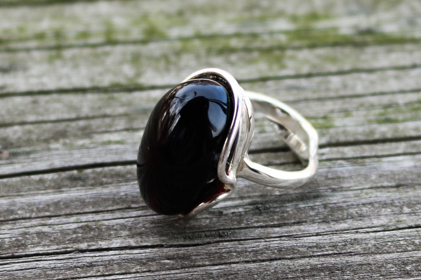 Baltic Amber Cherry Ring Adjustable Natural Jewelry 925 Silver 9.5 gram