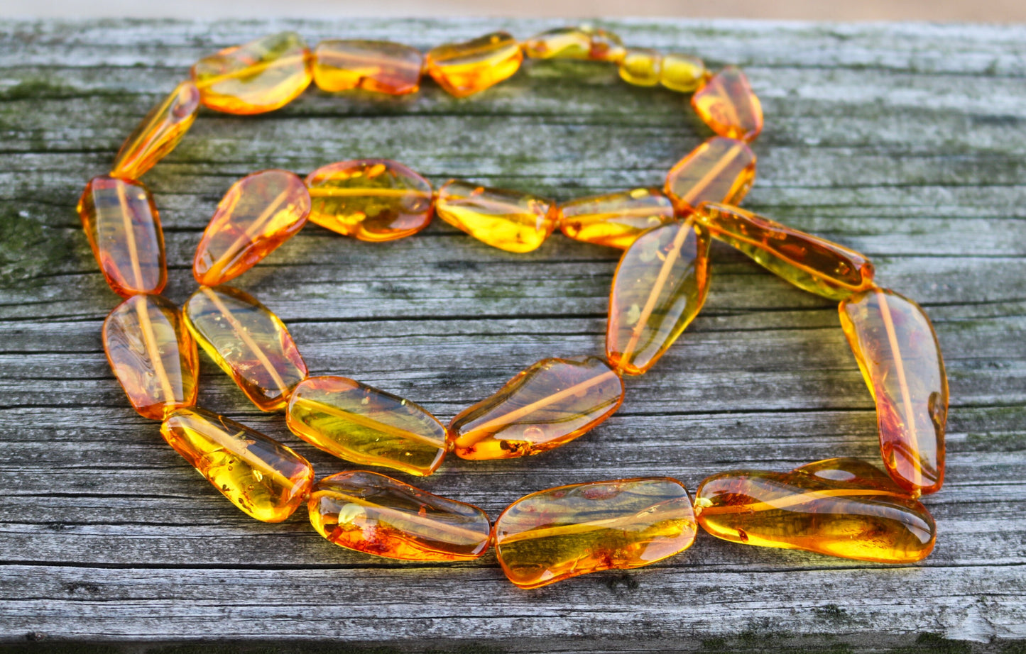 Baltic Amber Necklace Yellow Lemon Beads Natural Untreated Unisex Jewelry 25.5" 40 gram