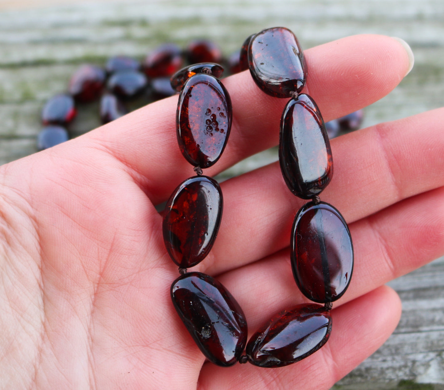 Baltic Amber Cherry Necklace Beaded Natural Untreated 22" 20.4 gram