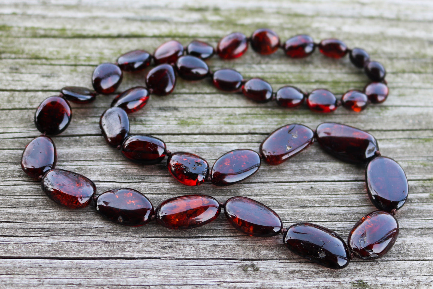 Baltic Amber Cherry Necklace Beaded Natural Untreated 22" 20.4 gram