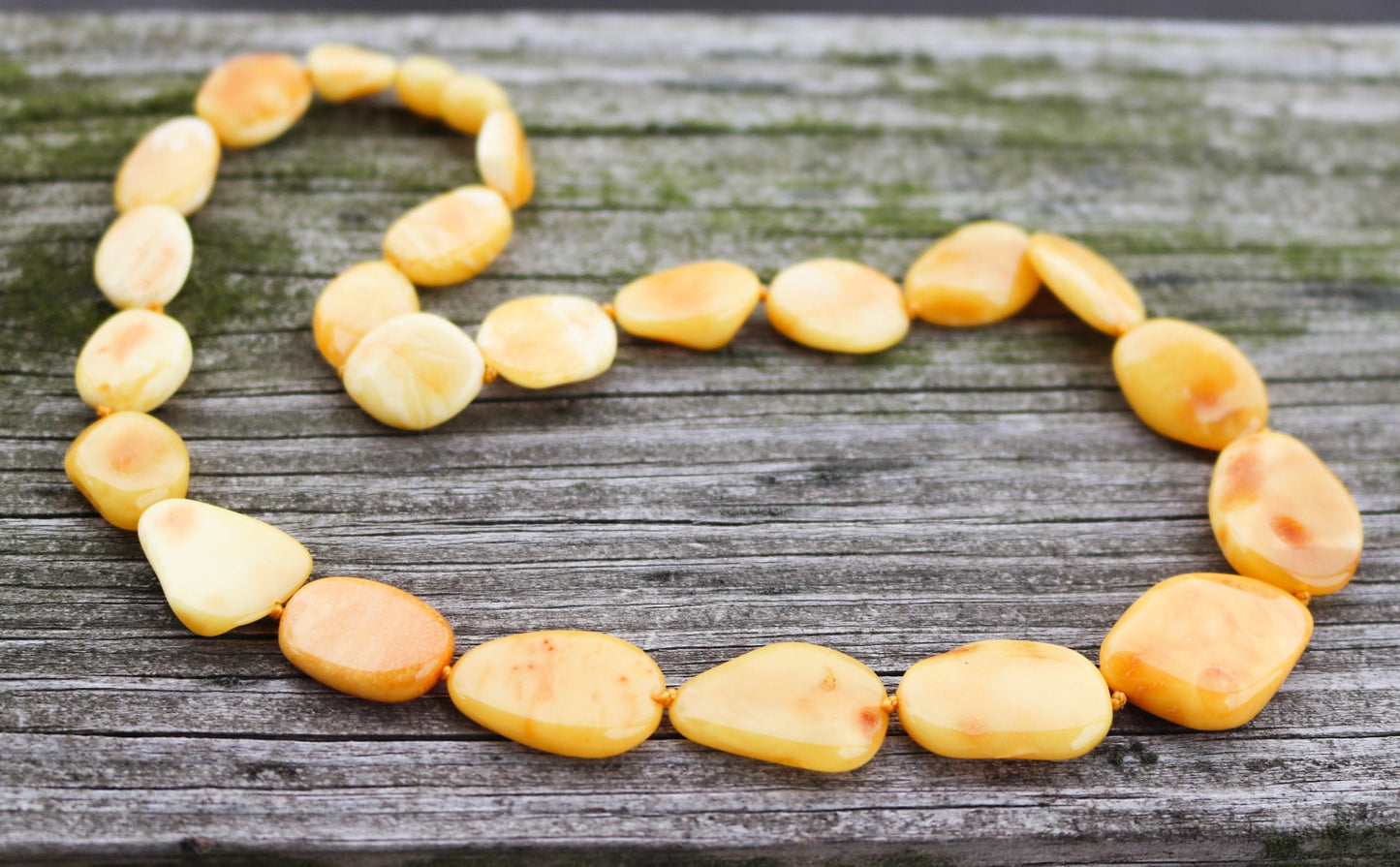 Baltic Amber Necklace Butterscotch Yellow Beaded Natural Untreated 18" 18.6 gram