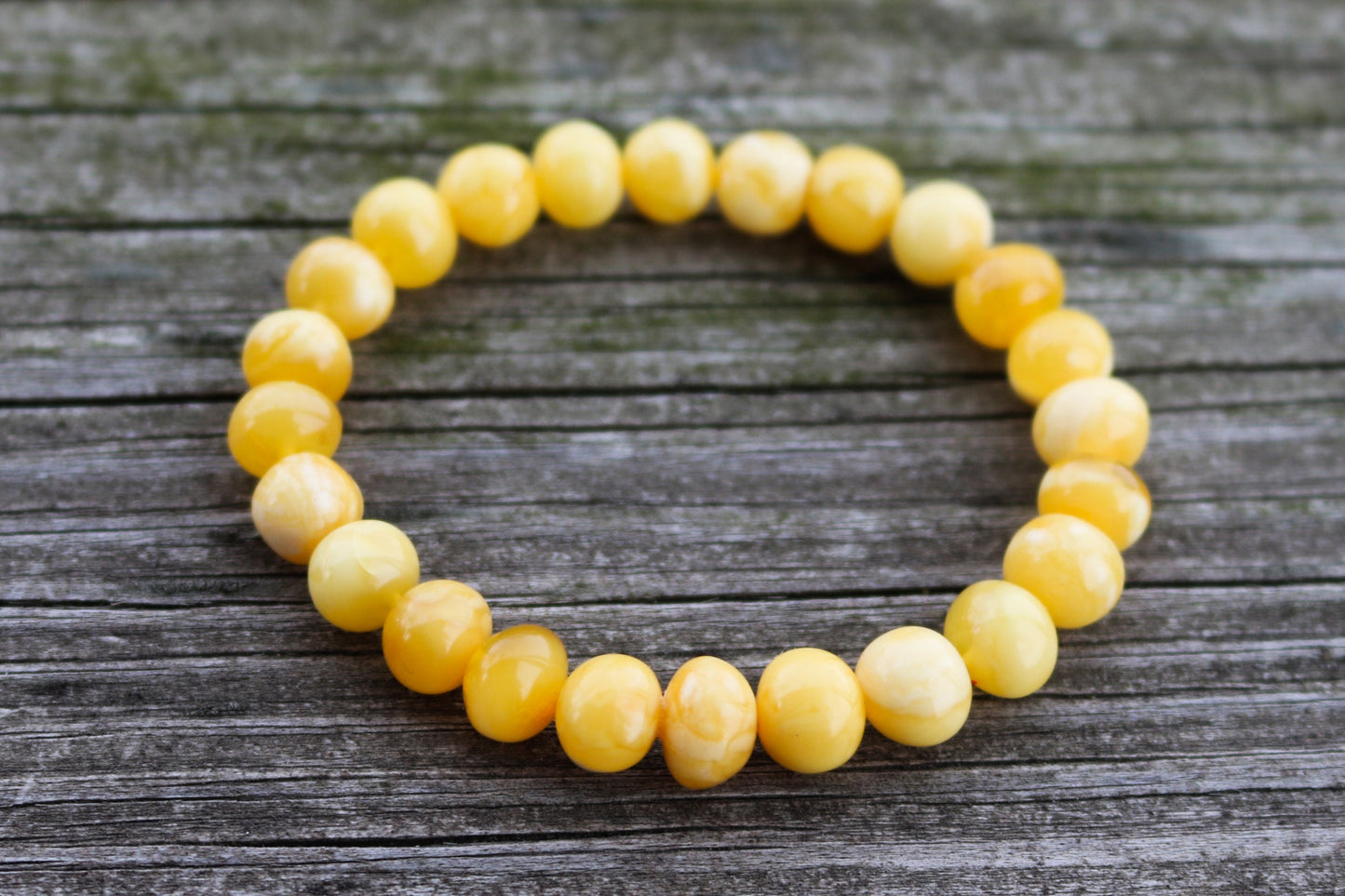 Baltic Amber Bracelet Butterscotch Milky Baroque Beads Natural Untreated 9 mm 8.4 gram