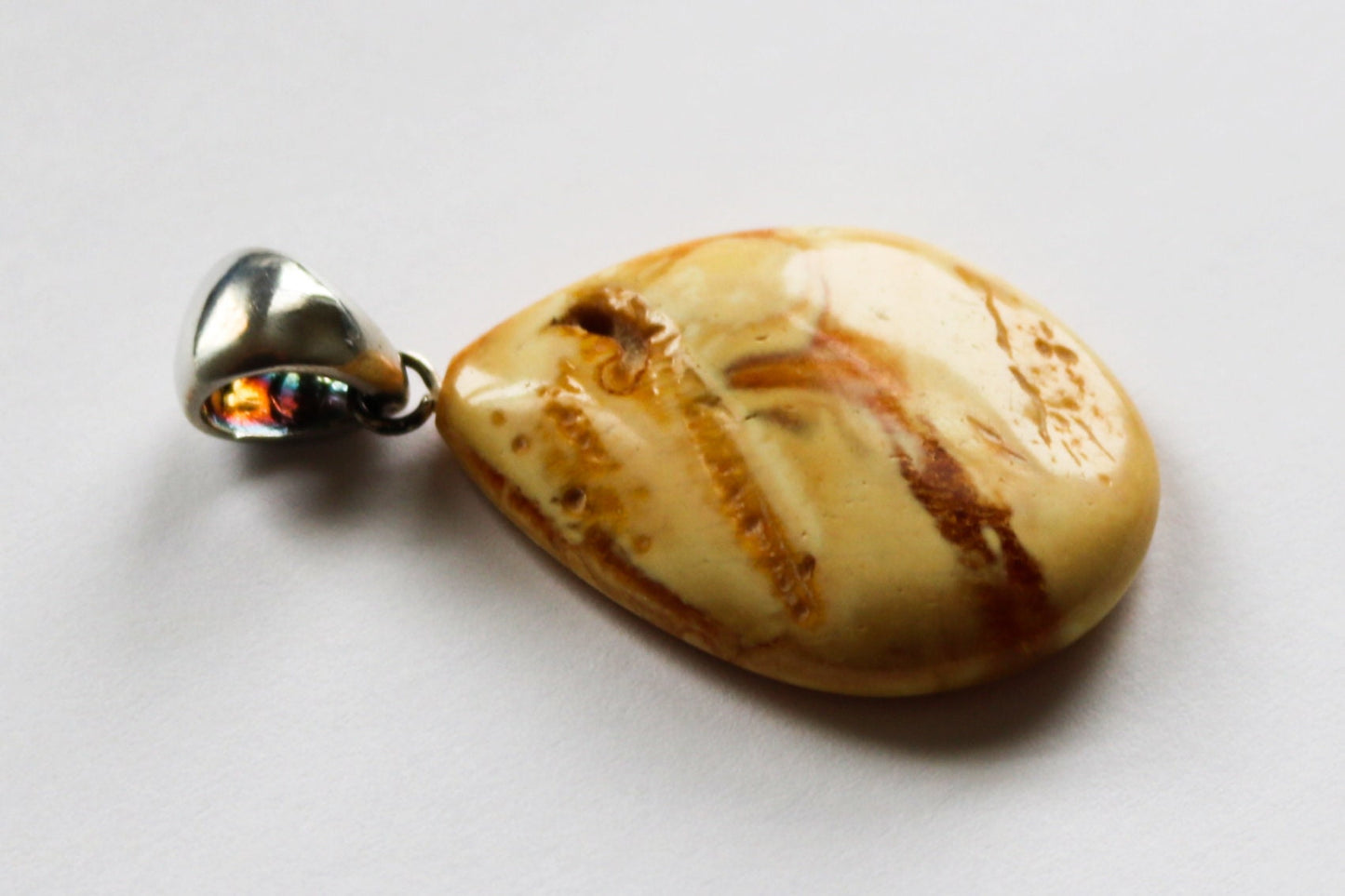 Baltic Amber Pendant Butterscotch Jewelry Natural Raw Unisex 2" 6.3 gram 925 Silver