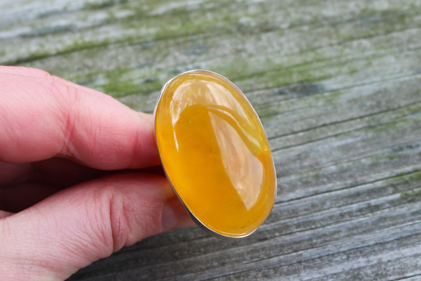 Baltic Amber Butterscotch Ring Large Adjustable Oval Cloudy Natural Untreated 925 Silver 23.5 gram