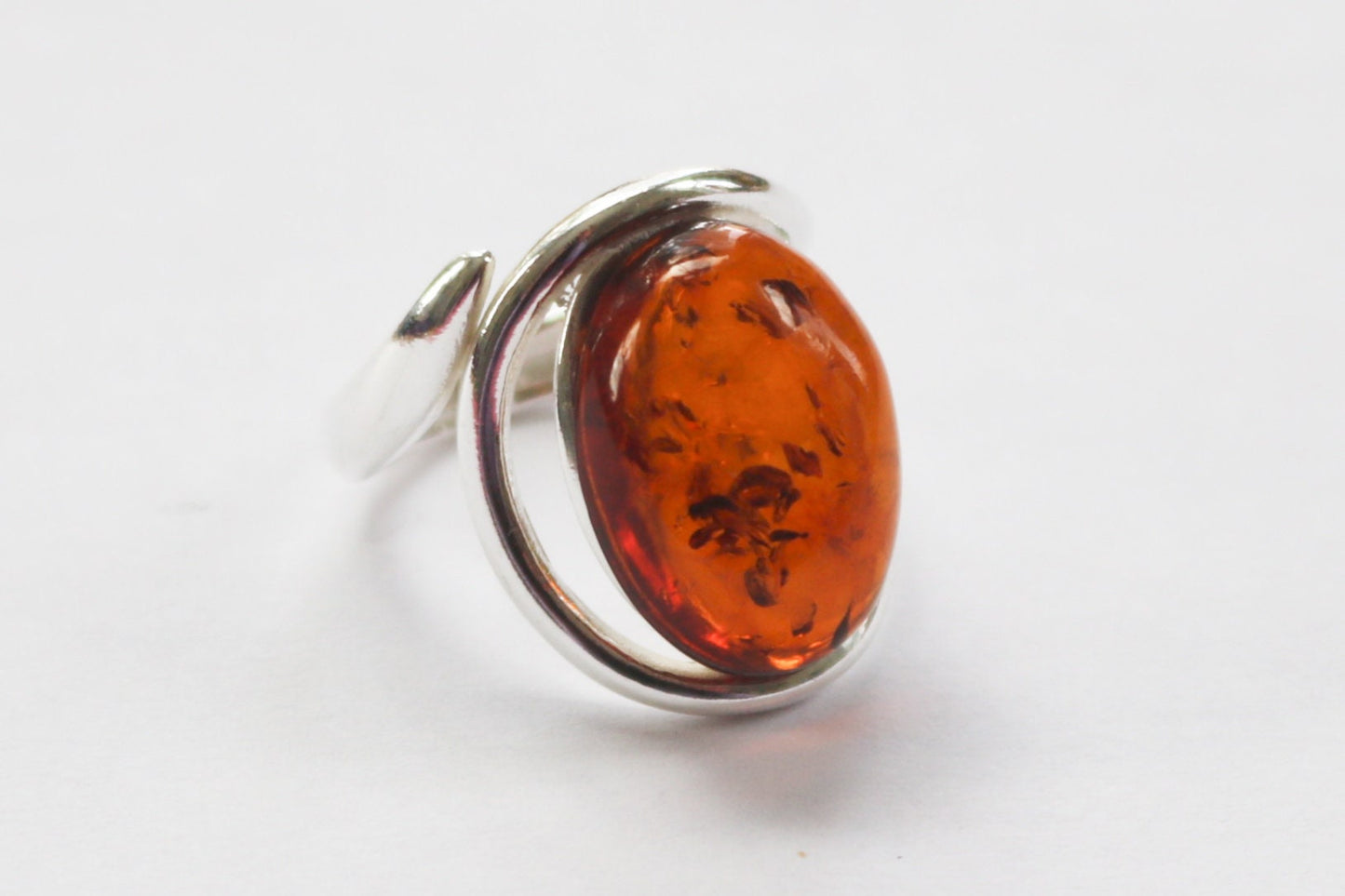 Baltic Amber Ring Cognac Oval Adjustable Natural Unisex Jewelry 6.1 gram