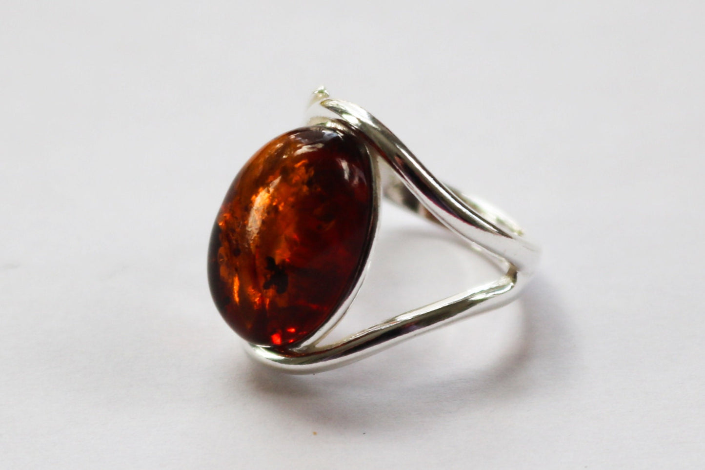 Baltic Amber Ring Cognac Oval Adjustable Natural Unisex Jewelry 6.1 gram