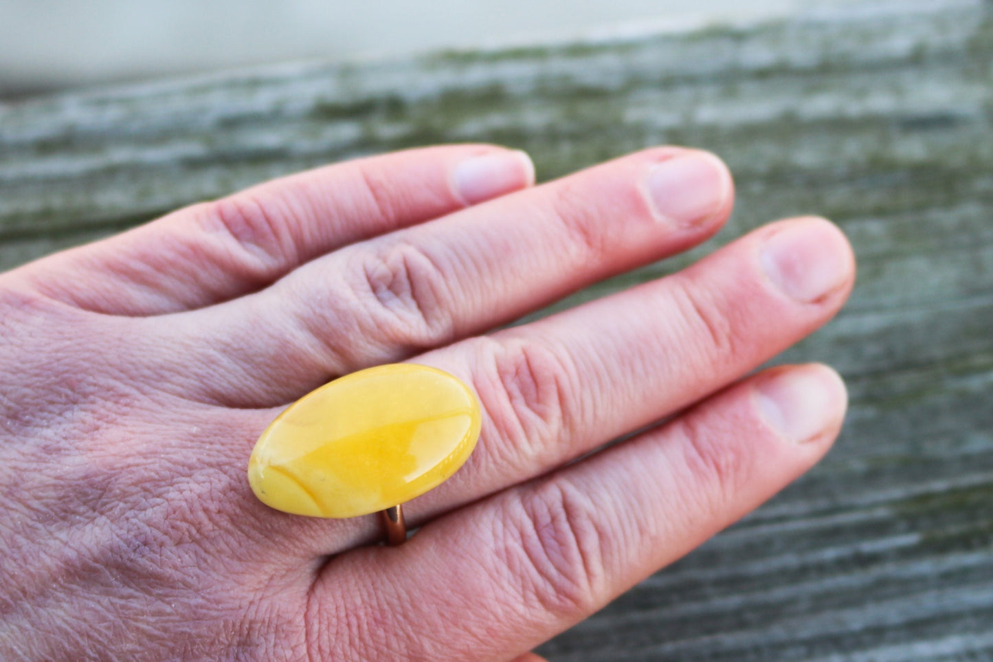 Baltic Amber Ring Yellow Gold Plated Adjustable Natural Untreated 10 gram