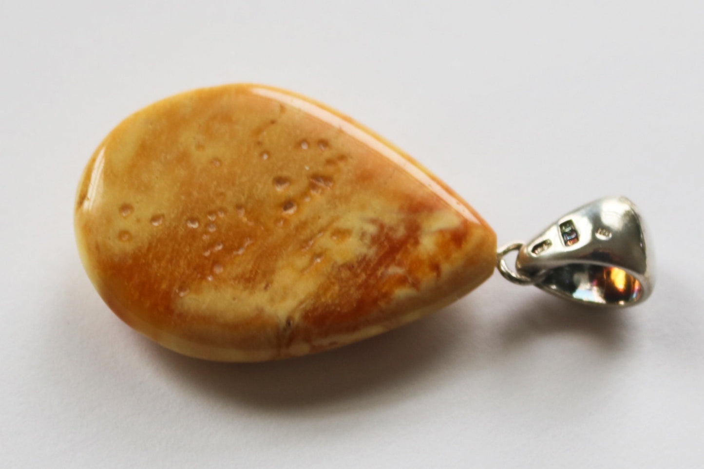 Baltic Amber Pendant Butterscotch Jewelry Natural Raw Unisex 2" 6.3 gram 925 Silver