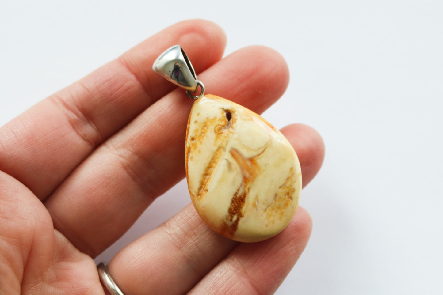 Baltic Amber Pendant Butterscotch Jewelry Natural Raw Unisex 2" 6.3 gram 925 Silver