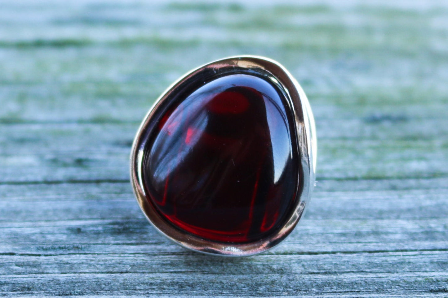 Baltic Amber Ring Cherry Adjustable Natural Jewelry 13 gram 925 Silver