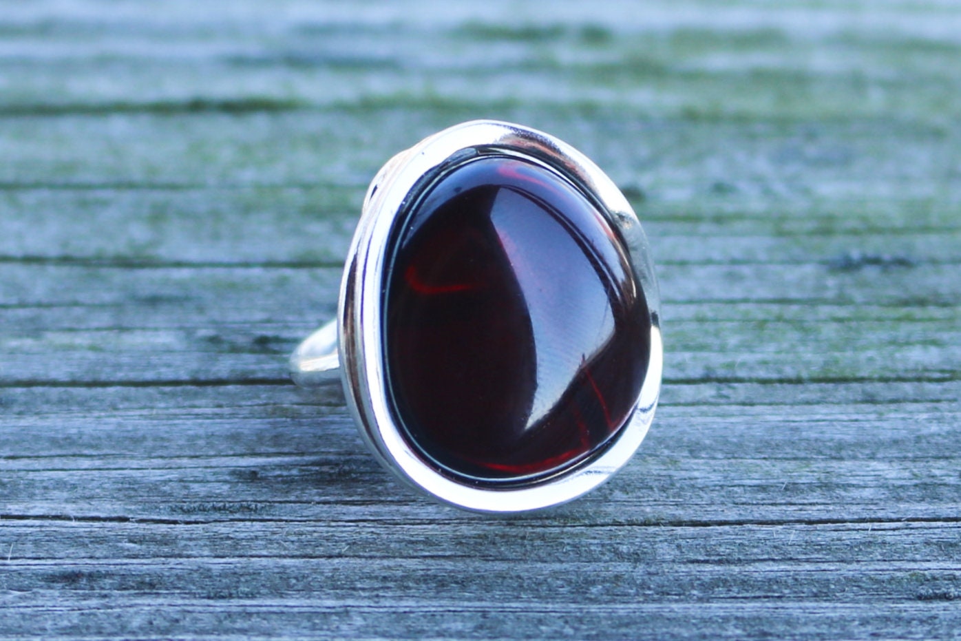 Baltic Amber Ring Cherry Adjustable Natural Jewelry 13 gram 925 Silver