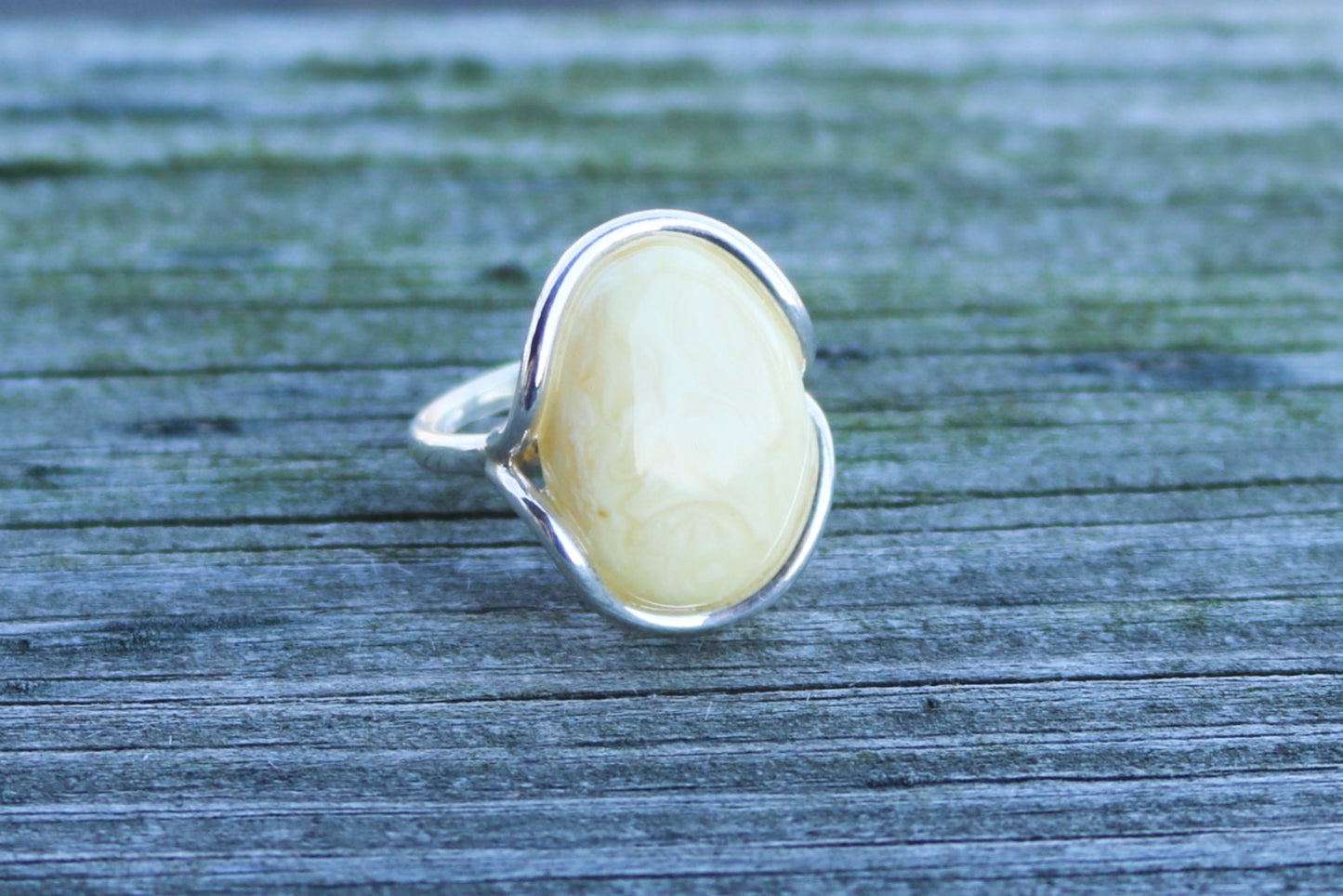 Baltic Amber Butterscotch Ring Milky Oval Adjustable Untreated Natural Jewelry 925 Silver 8.5 gram