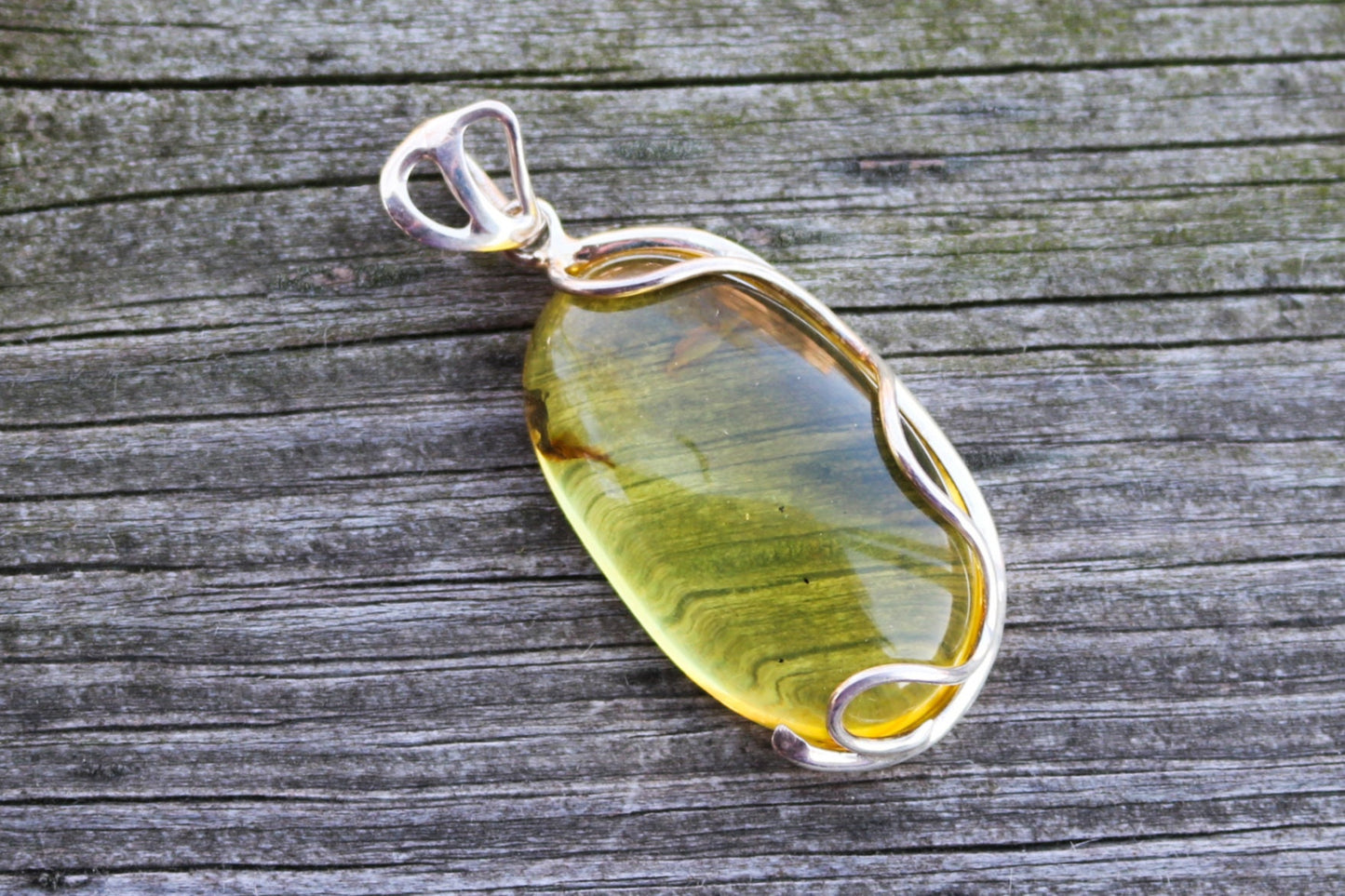 Baltic Amber Yellow Pendant Oval Natural Untreated Unisex 2.4" 14.1 gram