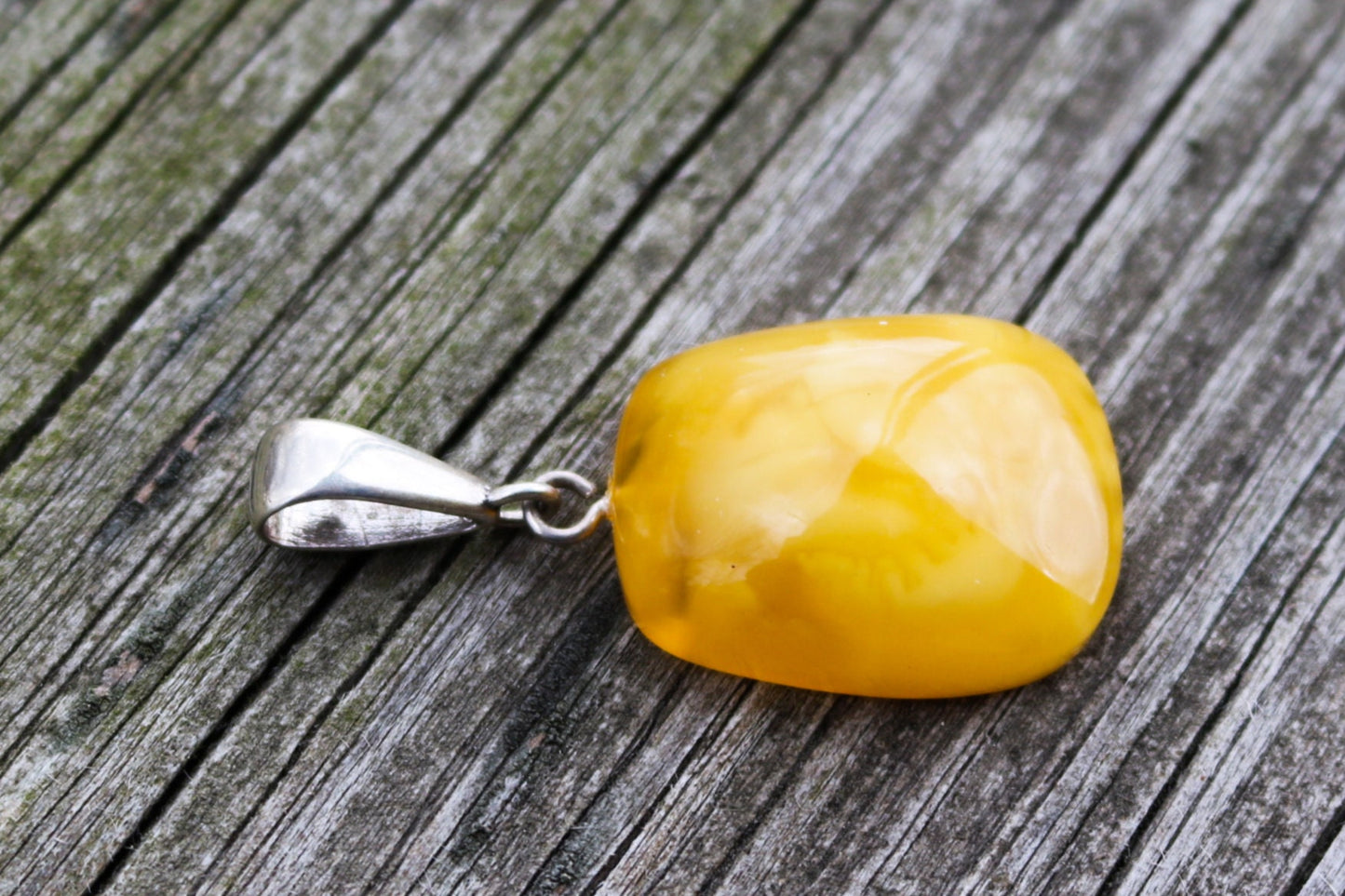 Baltic Amber Pendant Antique Butterscotch Natural Untreated Unisex 1.76" 7.6 gram