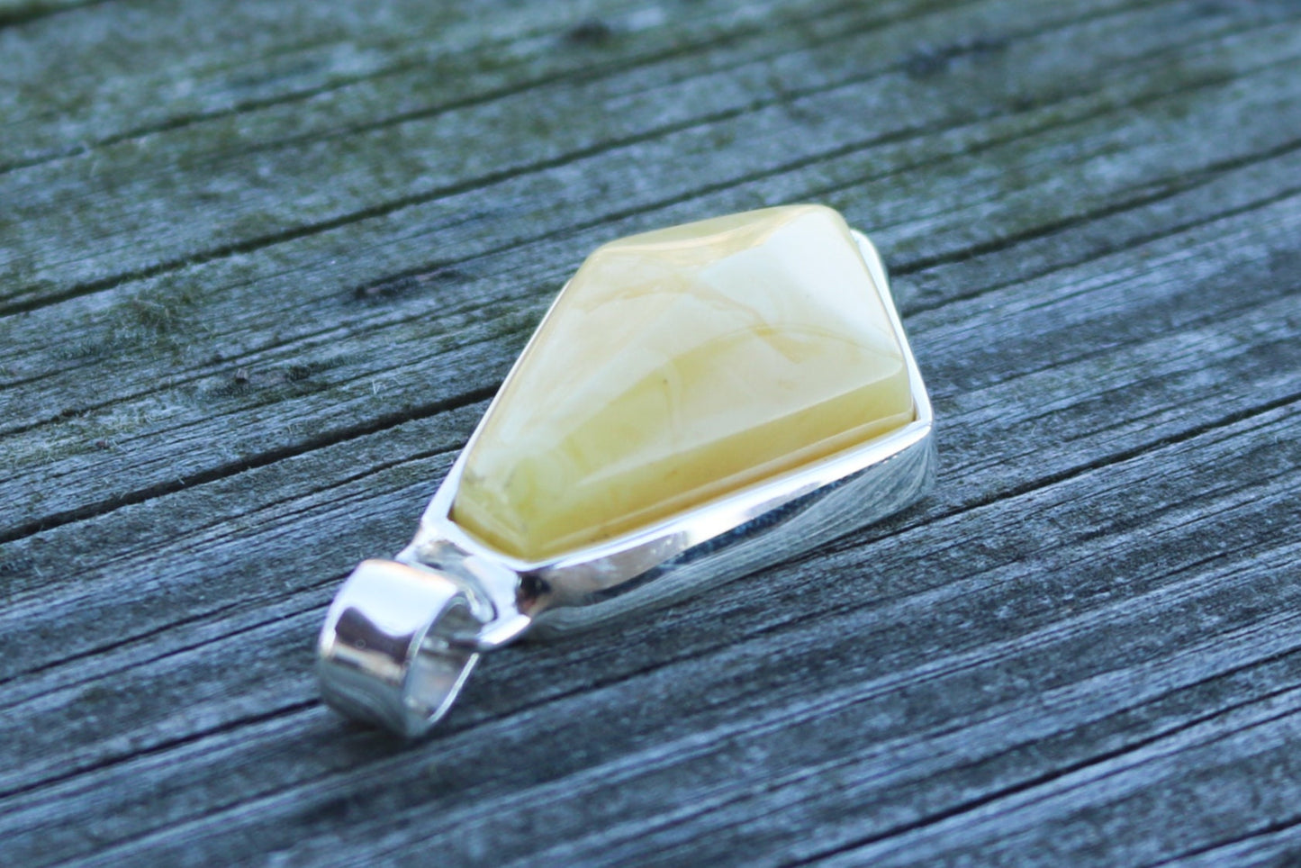 Baltic Amber Butterscotch Pendant Briolette Natural Untreated Unisex 2″ 13.7 gram 925 Silver