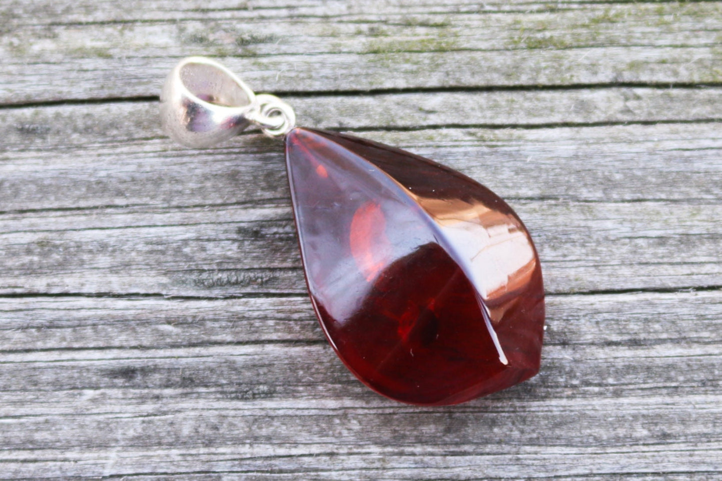 Baltic Amber Cherry Pendant Faceted Natural Unisex 1.9" 5 gram