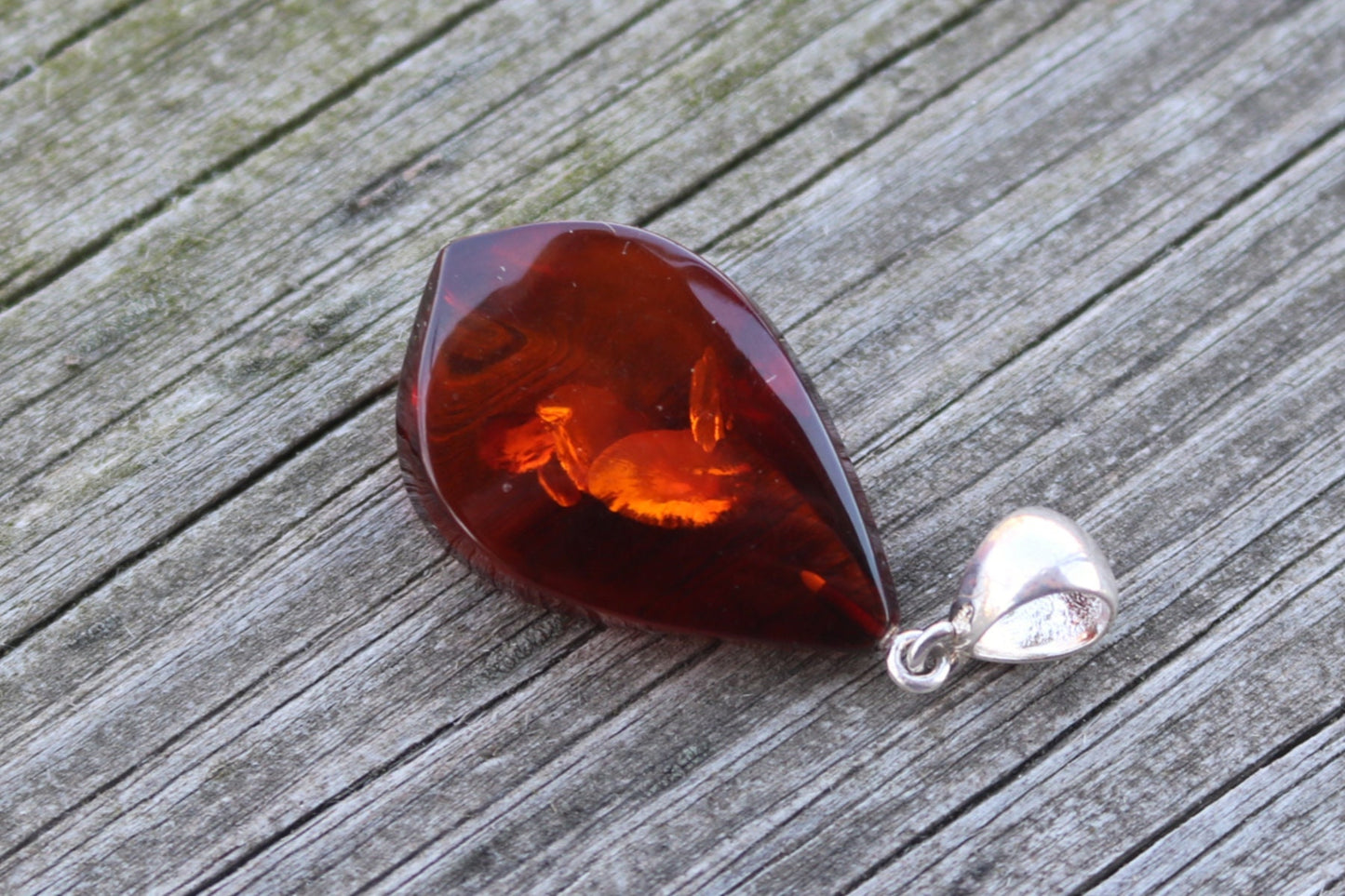 Baltic Amber Cherry Pendant Faceted Natural Unisex 1.9" 5 gram