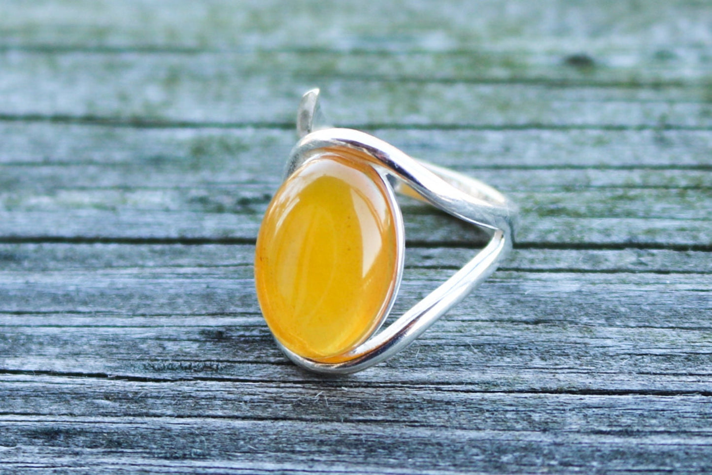 Baltic Amber Ring Butterscotch Yellow Cloudy Adjustable Natural Untreated 925 Silver 6.5 gram