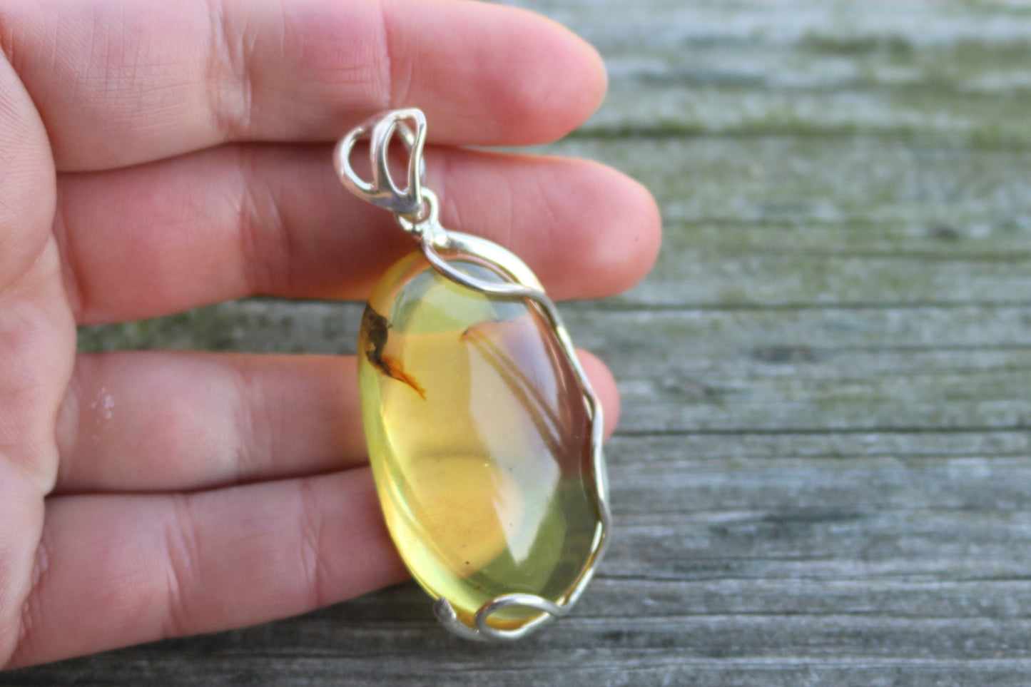 Baltic Amber Yellow Pendant Oval Natural Untreated Unisex 2.4" 14.1 gram