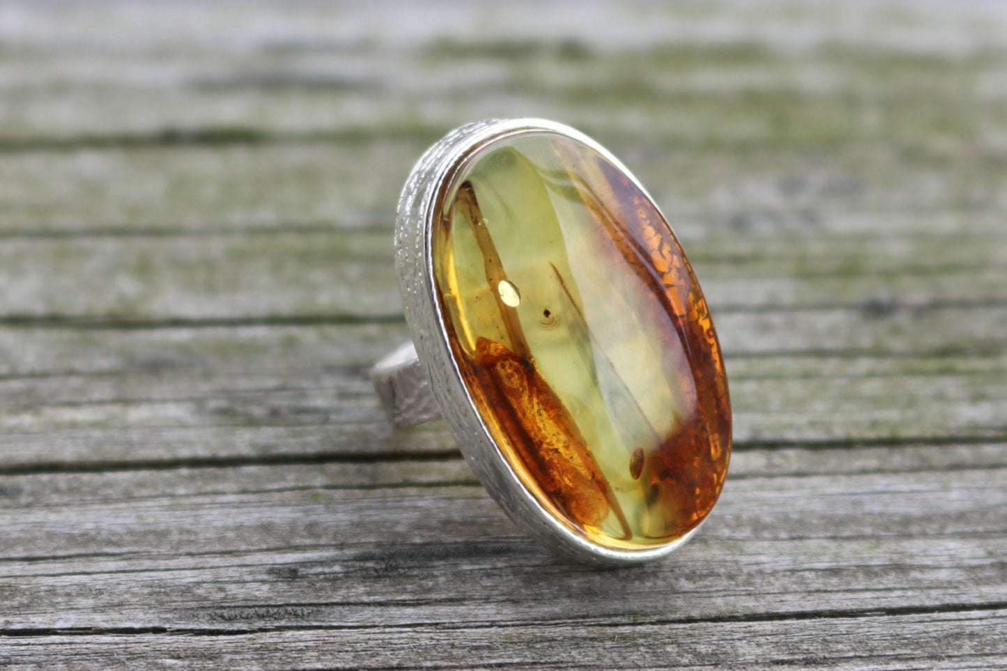 Baltic Amber Ring Yellow Oval Adjustable Untreated Natural Jewelry 925 Silver 14.7 gram