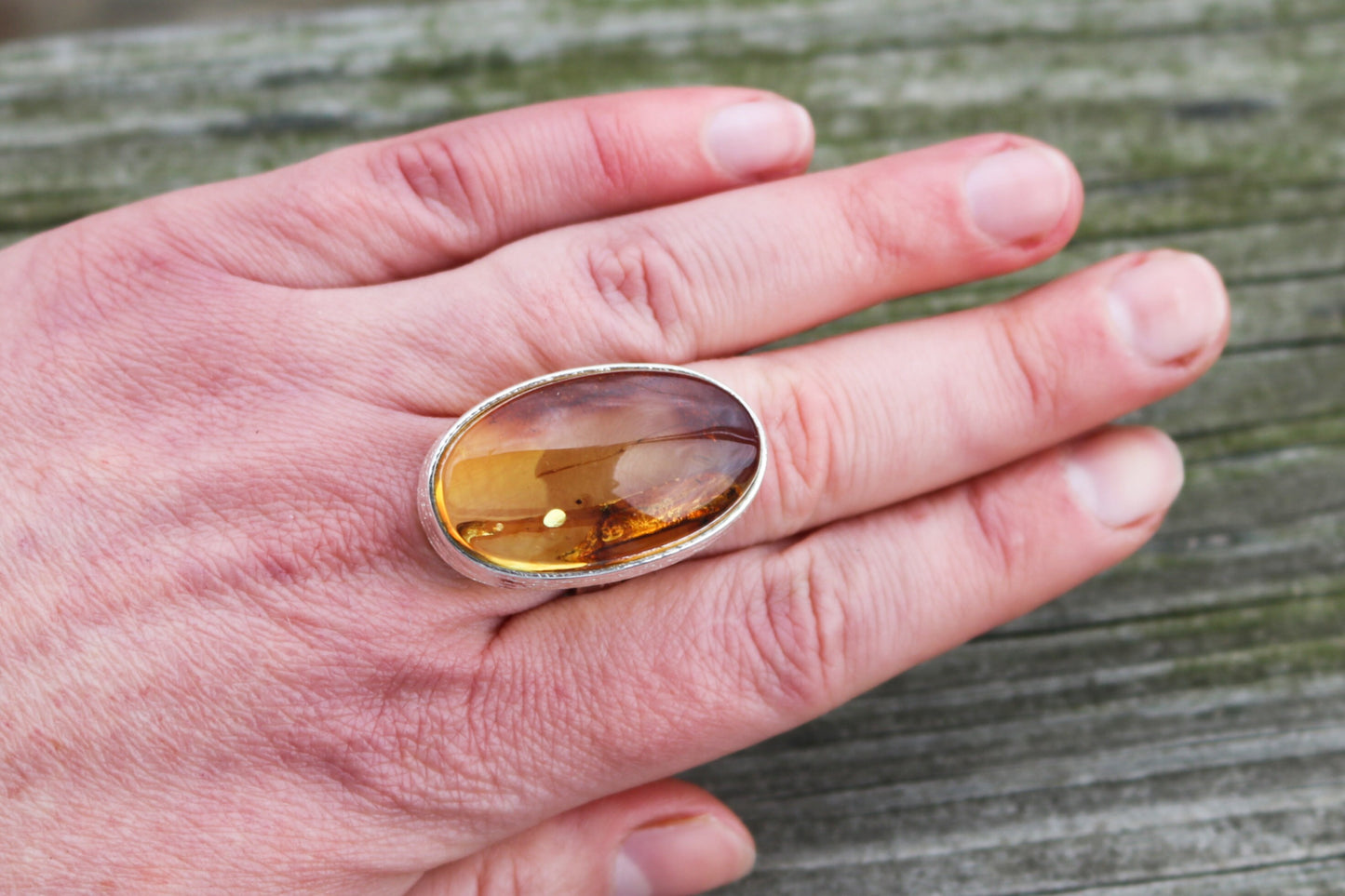 Baltic Amber Ring Yellow Oval Adjustable Untreated Natural Jewelry 925 Silver 14.7 gram