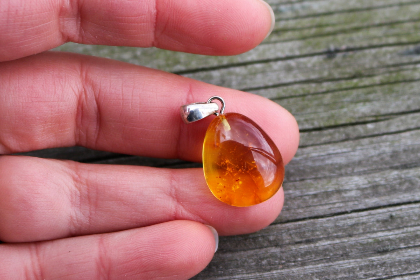 Baltic Amber Pendant Drop Honey Unisex 1.15″ 2 gram 925 Silver