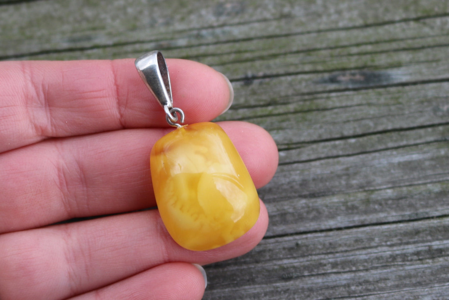 Baltic Amber Pendant Antique Butterscotch Natural Untreated Unisex 1.76" 7.6 gram