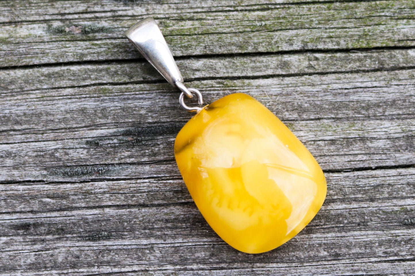 Baltic Amber Pendant Antique Butterscotch Natural Untreated Unisex 1.76" 7.6 gram