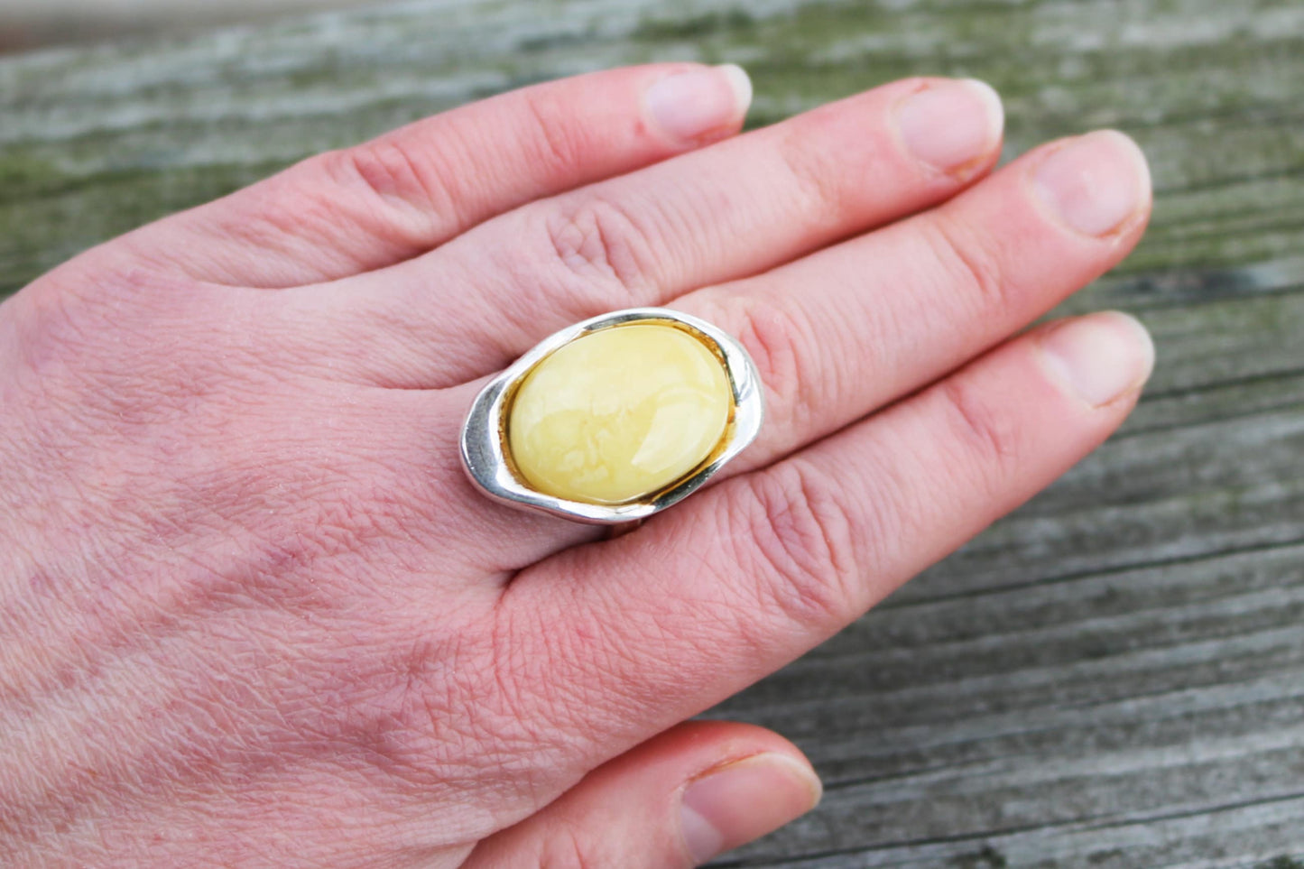 Baltic Amber Butterscotch Ring Adjustable Oval Natural Untreated 925 Silver 13.1 gram