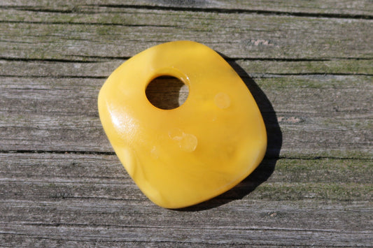 Baltic Amber Pendant Butterscotch Pierced Yolk Natural Unisex Jewelry 1.4" 5.5 gram