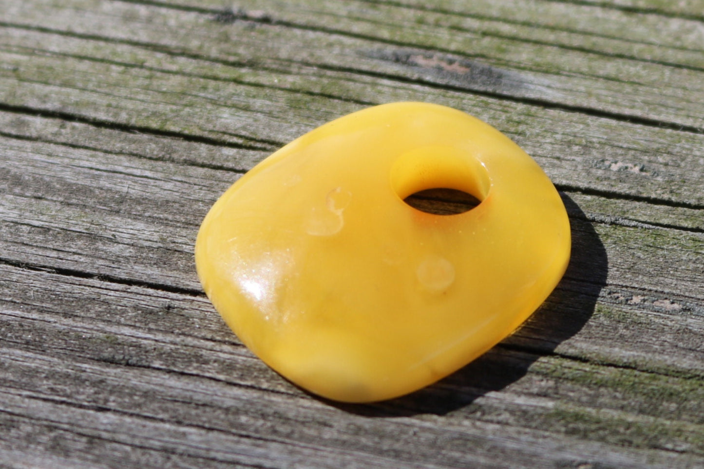 Baltic Amber Pendant Butterscotch Pierced Yolk Natural Unisex Jewelry 1.4" 5.5 gram