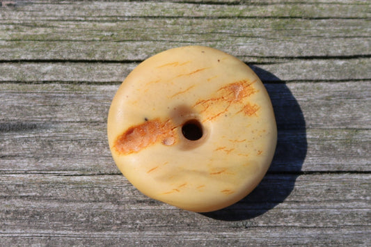 Baltic Amber Donut Pendant Raw Butterscotch Hand Carved Unisex 1.2" 5.2 gram