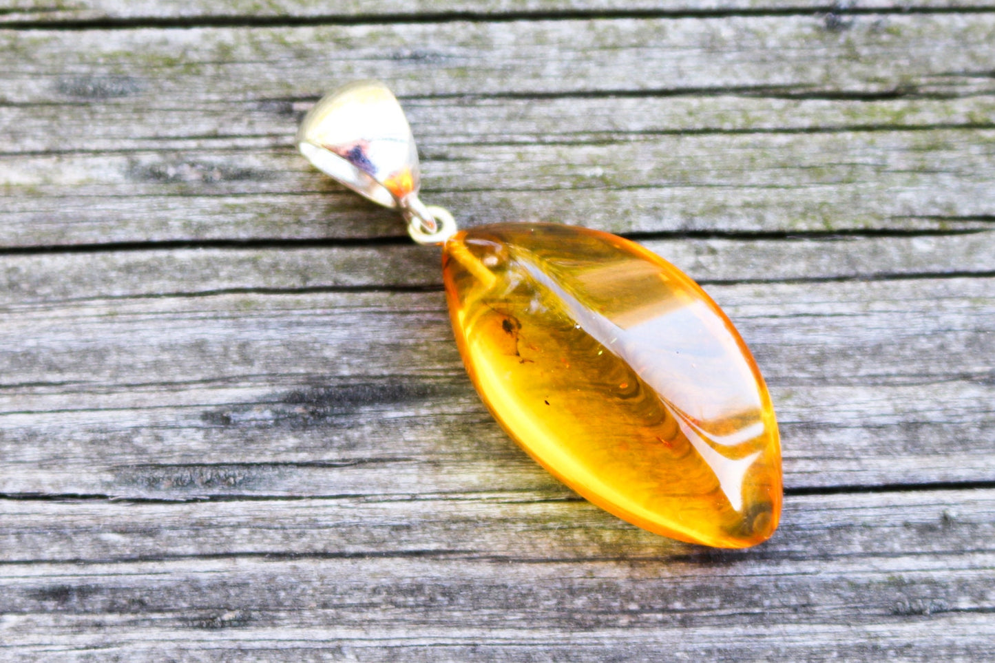 Baltic Amber Pendant Fossil Insect Faceted Natural Yellow Untreated 1.94" 5.5 gram