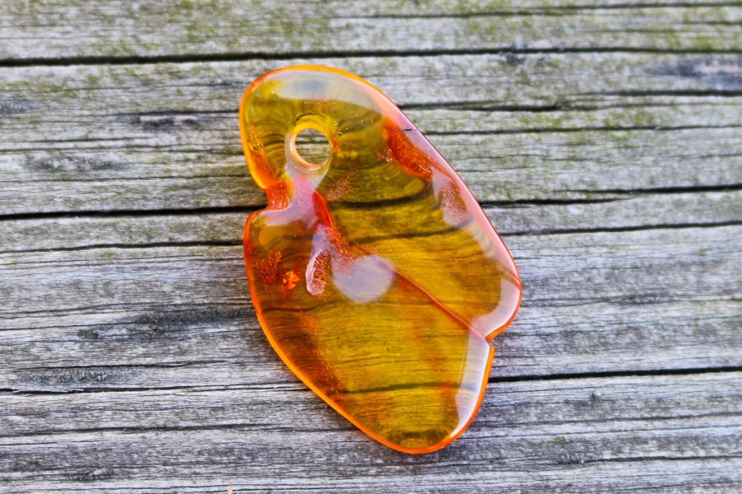 Baltic Amber Pendant Honey Pierced Natural Unisex Jewelry 1.8" 4.6 gram 925 Silver