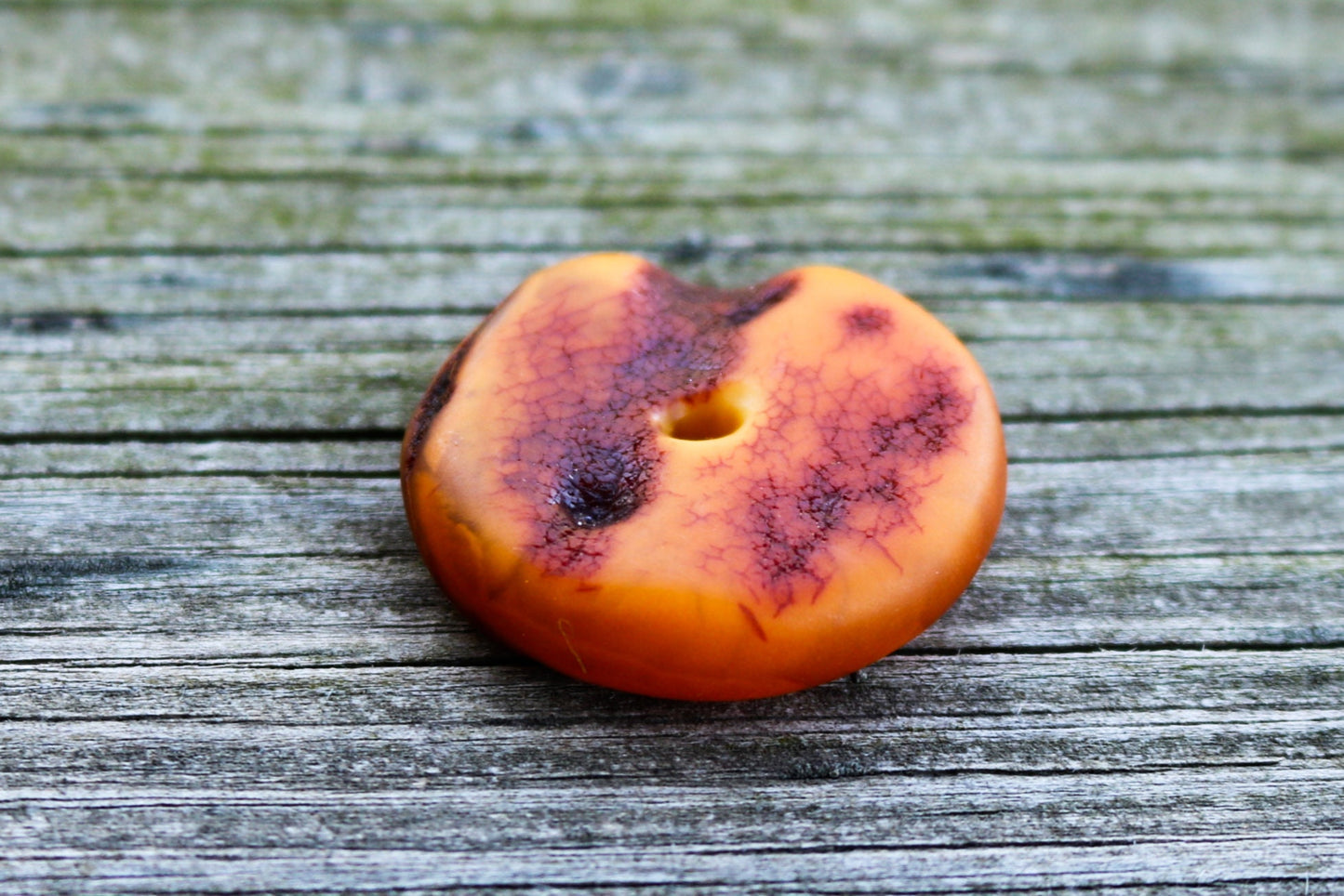 Baltic Amber Donut Pendant Unpolished Natural Unisex 1.4" 8.3 g 925 Silver