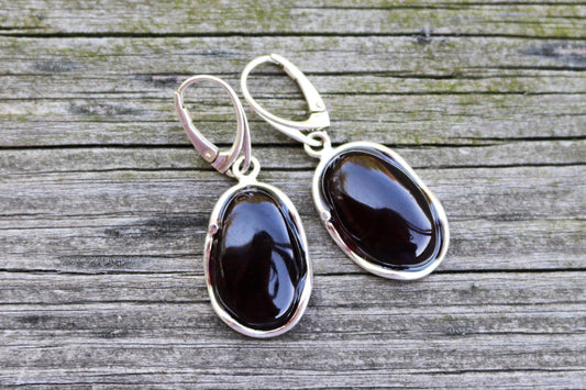 Baltic Amber Earrings Cherry Oval Natural 1.76" 6.8 gram