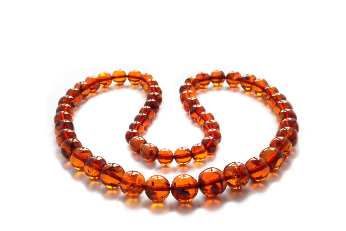 Baltic Amber Necklace Cognac Ball Beads Natural Jewelry 20.5" 28.1 gram