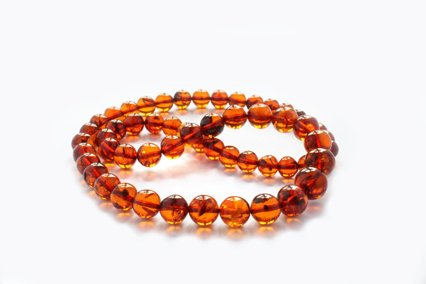 Baltic Amber Necklace Cognac Ball Beads Natural Jewelry 20.5" 28.1 gram