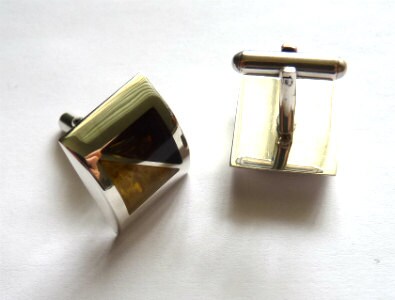 Baltic Amber Cufflinks Mosaic Unisex Multicolor Jewelry 925 silver